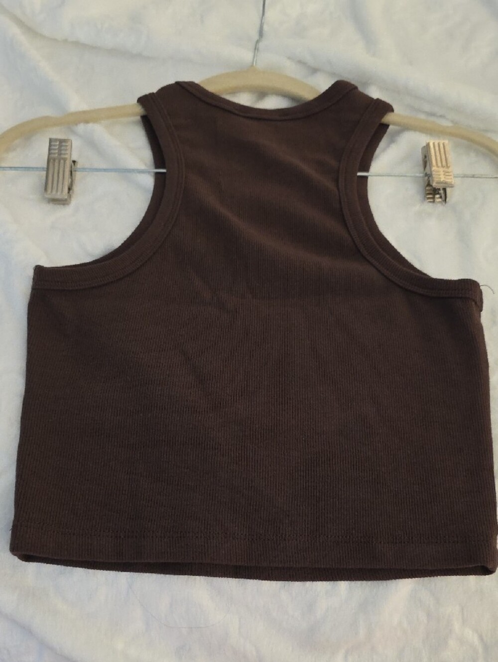 High-Neck Ribbed Crop Tank Top - Brown - Picture 4 of 11